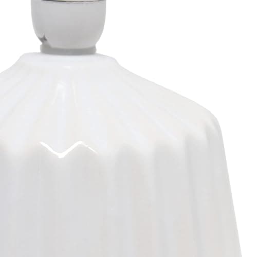 Simple Designs LT1120-OFF Petite Mini Pleated English Ceramic Base Table Lamp, Off White thumbnail 6