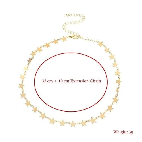 Blue Drop Gold Plated Star Necklace For Women Star Choker Necklace Simple Statement Jewelry Gift thumbnail 2