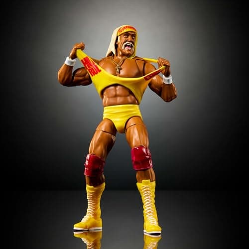 Mattel WWE Ultimate Edition Action Figure & Accessories Set, Hulk Hogan 6-inch Collectible with Swappable Heads & Hands, 30 Articulation Points thumbnail 4