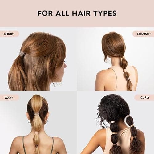 Kitsch Hair Ties No Damage - Strong, Stretchy Hair Bands | Soft Nylon with Glitter Ponytail Holders, Snag-Free Rubber Bands, Perfect for Updos & Braids | Ideal Gifts for Women - Neutral, 12pcs thumbnail 6