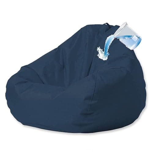 Outdoor Waterproof Bean Bag Cover (No Filler) Garden Beach Swimming Pool Floating Beanbag Pouf Chair Oxford Kids Adults(Navy,XL-D90cm-cover) - Image 1