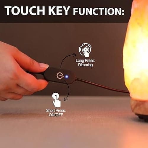 WBM LLC Himalayan Glow Natural Pink Salt Lamp, Crystal Salt Lamp Night Light with (ETL Certified) Brightness Control Dimmer Switch, Wooden Base & Salt Lamps Bulb | 6-8 LBS, Model Number: 1001 thumbnail 4