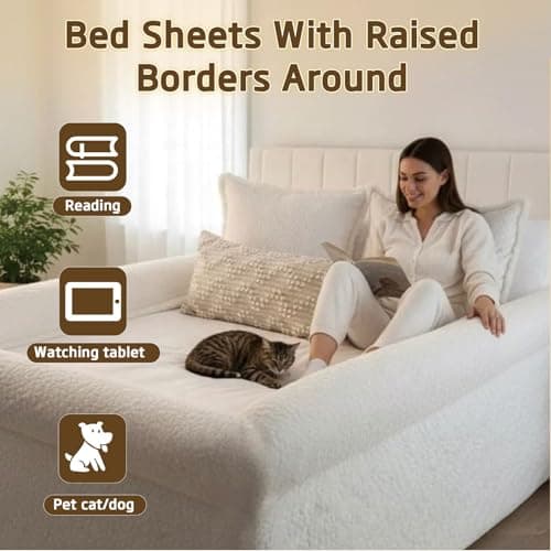 Bed Sheet with Padded Borders –Sherpa Fitted Sheet with Raised Edges for Secure Sleep, Soft Nest-Like Enclosure, Non-Slip Deep Pocket, Breathable & Machine Washable,Full: 75" x 54" x 14" thumbnail 6