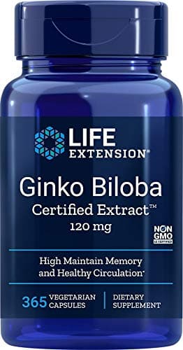 Life Extension Ginkgo Biloba Certified Extract™, 120 mg, Helps Maintain Memory & cognition, Gluten-Free, Non-GMO, Vegetarian, 365 Capsules - Image 1