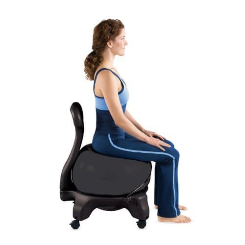 Gaiam 610-6002RTL Balance Ball Chair - Classic Yoga Ball Chair with 52cm Stability Ball, Pump & Exercise Guide for Home or Office, Black thumbnail 5