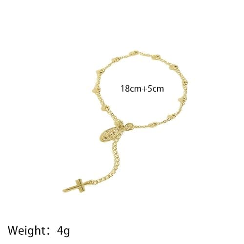GIGB PBDK Gold Virgin Mary Catholic Rosary Bracelet for Women Trendy Vintage Beads Cross Religious Wrist Bangle Minimalist Crucifix Jesus Bracelet Charm Jewelry thumbnail 2