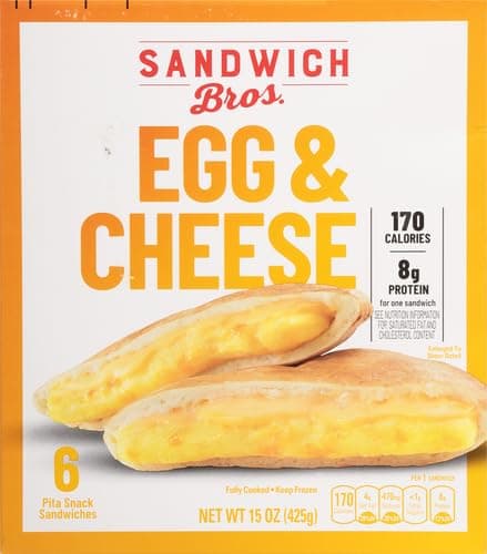 Sandwich Bros. Egg & Cheese, Frozen Breakfast Sandwiches, 15 oz., 6-ct | Good source of protein, 8g per serving; individually wrapped microwavable breakfast sandwiches; for busy mornings or any time thumbnail 3