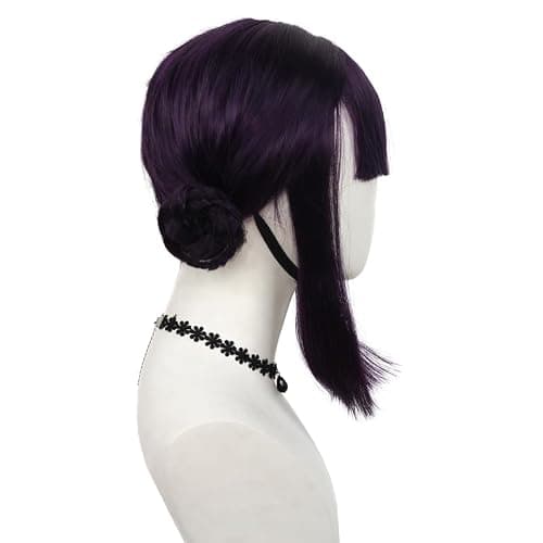 Jaugola Women Zoey Costume Wig with Buns Anime Hunters Cosplay Props Halloween Party Outfit Accessories Merch Black Purple thumbnail 3