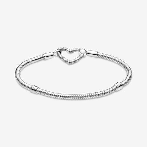 PANDORA Moments Heart Clasp Snake Chain Bracelet - Charm Bracelet for Women - Compatible Moments Charms - Gift for Her - Sterling Silver - With Gift Box thumbnail 4