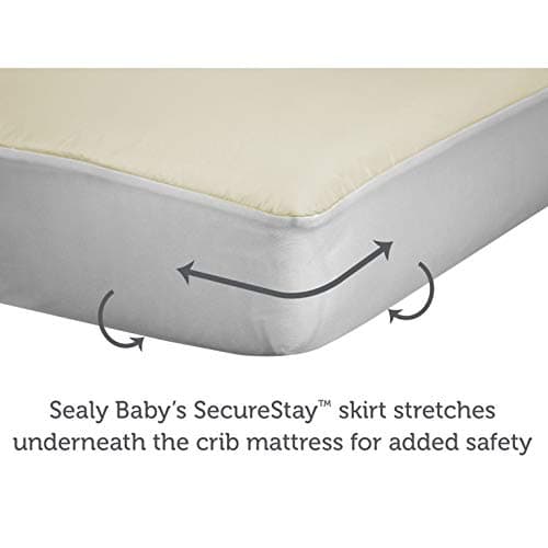 Sealy Baby Organic Cotton Top Breathable Fitted Waterproof Infant Crib Mattress Protector Pad and Toddler Bed Cover, Durable and Comfortable Topper, Machine Washable, 52” x 28”- White thumbnail 4