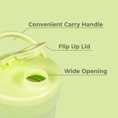 Hydrojug 20 oz Noiseless Shaker Bottle – 100% Leakproof Shaker Cup for Protein Mixes, Pre-Workout & Supplement Shakes – Durable, Easy Clean Design, Honeydew thumbnail 4
