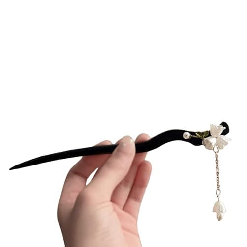 Classic Chinese Wooden Hair Sticks - Handmade Flower Hairpins and Chopsticks for Elegant Updos Floral Hairpin Wooden Hair Clip 1Pack - Image 1