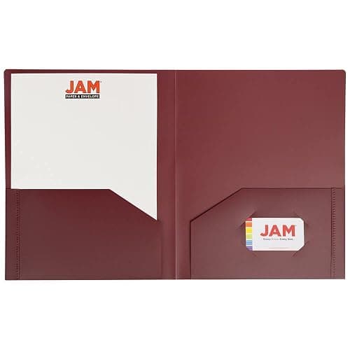 JAM PAPER Heavy Duty Plastic 2 Pocket Extra Tough School Folders - Burgundy - 3/Pack thumbnail 4
