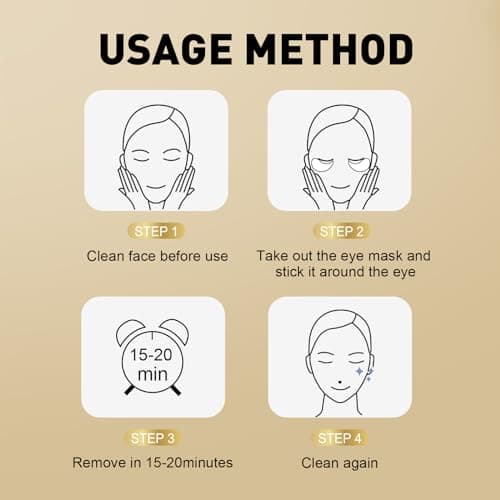 CHMI Under Eye Patches (50 Pairs) - 24K Gold Eye Patches for Puffy Eyes, Dark Circles, EyeBags and Wrinkles, Collagen Skin Care Products, Beauty & Personal Care thumbnail 7