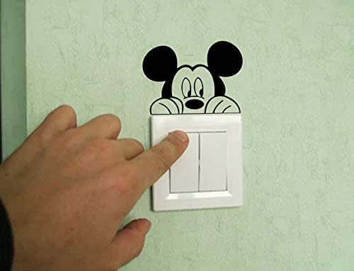 Light Switch Cool Decals | Baby room Stickers (9 x 3.5, Mickey & Minnie) - Black thumbnail 2