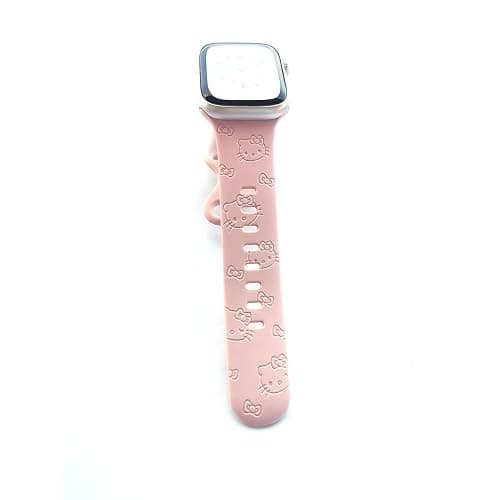 Engraved Band Compatible with Apple Watch Bands 40mm 41mm 42mm 44mm 45mm 38mm 46mm 49mm for Women, Cute Cartoon Cat Soft Silicone Strap for iWatch bands Series 10 9 8 7 6 5 4 3 2 1 SE - Pink 1 - 38/40/41/42mm (Series10) thumbnail 3