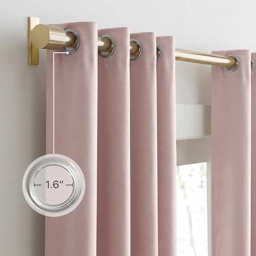 NICETOWN 100% Blackout Window Curtain Panels 84" Long, Blush Pink, 2 Pieces, 52 inches Wide Each Panel, Heat and Cold Blocking Drapes with Black Liner for Nursery, Thermal Insulated Draperies thumbnail 6