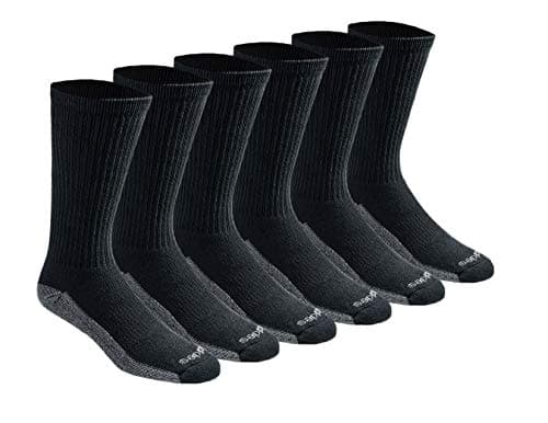 Dickies Dri-Tech Original Moisture Control Crew Socks, Available in M-XXL (6, 12, 18 Pairs), Black (6 Pairs), Large - Image 1