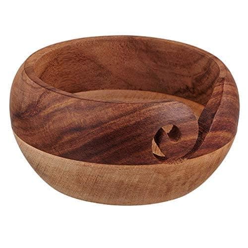 Eximious India Christmas Gifts Wooden Yarn Bowl Knitting Bowl Large Crochet Yarn Holder Handmade Crocheting Accessories and Supplies Organizer 7 x 3 (Two Tone) thumbnail 3