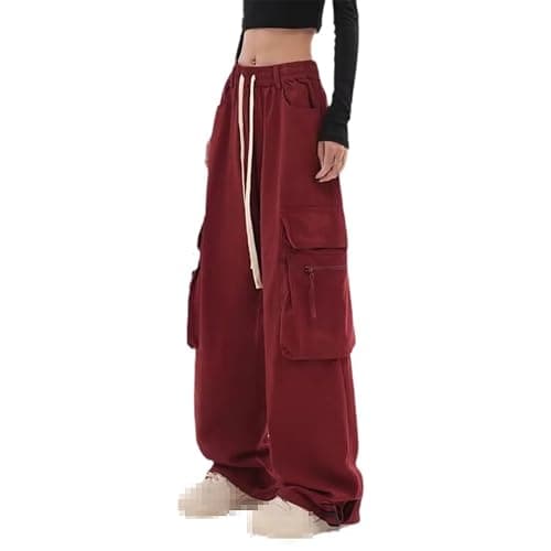 Ownwfeat Women's Cargo Pants Low Waist Trousers Straight Pants - Image 1