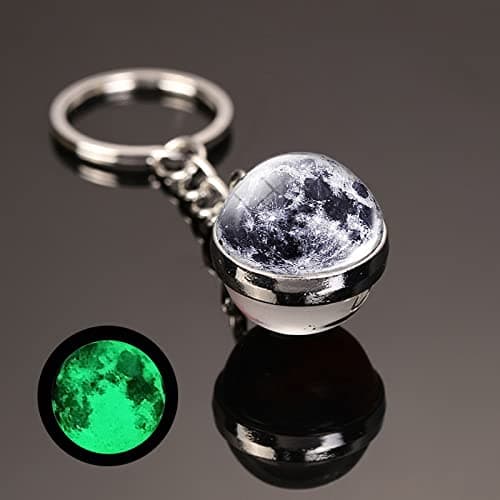 HUNO Glow In The Dark Solar System Planet Keychain Earth Saturn Moon Sun Luminous Galaxy Keyring-Saturn thumbnail 2
