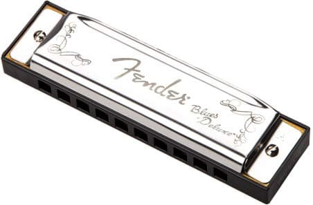 Fender Blues Deluxe Harmonica - Key of C Bundle with Carrying Case, Austin Bazaar Online Manual, and Polishing Cloth - Deluxe - Key of C thumbnail 3