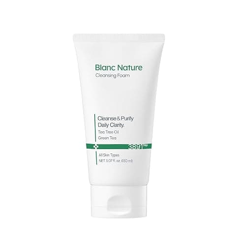 BLANC NATURE Cleansing Foam, Tea Tree Pore Deep Facial Cleanser for Oily & Sensitive Skin, Centella Asiatica, Green Tea, Korean Skincare, 5.07 fl oz (150 ml) - Image 1
