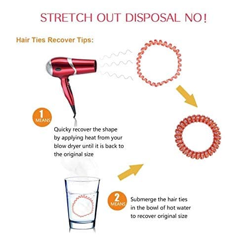 Spiral Hair Ties Set - 10 Piece Medium Coil Elastics for Thick Hair, Multicolor No-Crease Telephone Cord Plastic Ties for Women and Girls (Matte Color) thumbnail 5