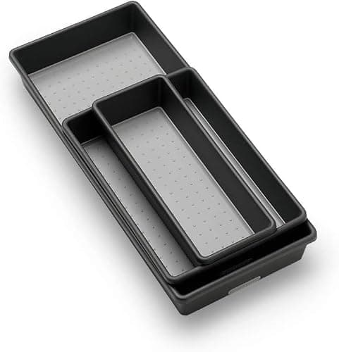 madesmart Classic 3-Tray Bin Pack - Granite | CLASSIC COLLECTION | Multi-Purpose Storage | Soft-grip Lining and Non-slip Rubber Feet | Durable | BPA-Free thumbnail 4