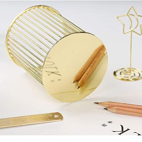 Gold Metal Pen Holder for Desk, Makeup Brushes Cup, Pencil Holders, Office&Home Organizer thumbnail 7