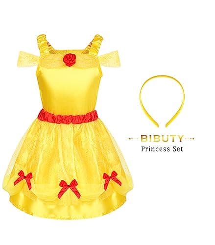 Kids Princess Dress Up Clothes for Little Girls, BIBUTY Pretend Play & Dress Up Princess Costume Set with Princess Dresses Crown Cape for Little Girls, Princess Toys Gifts for 3-6 Toddler Little Girls thumbnail 6