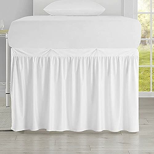 Twin XL Bed Skirt for College Dorm – Extra Long 42” Drop – Ruffled White Dust Ruffle – Soft Microfiber Bed Skirt for Dorm Room Twin XL Beds - Twin XL - 42" Drop - White thumbnail 6