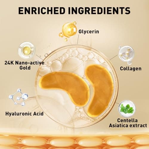 CHMI Under Eye Patches (50 Pairs) - 24K Gold Eye Patches for Puffy Eyes, Dark Circles, EyeBags and Wrinkles, Collagen Skin Care Products, Beauty & Personal Care thumbnail 3