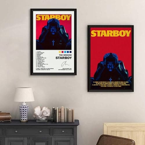2 PCS Starboy Album Cover Poster Weeknd Posters for Room Aesthetic Canvas Wall Art Bedroom Decor 12x18inch(30x45cm) thumbnail 3