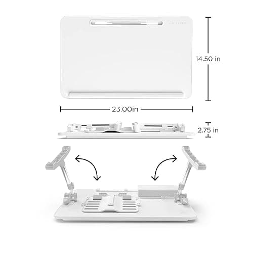 Limitless TotalDesk Portable Workstation and Lap Desk with Adjustable Height & Tilt (White) thumbnail 3