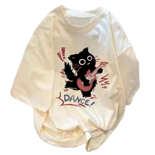 Women Vintage T-Shirt Y2K Cat Graphic Harajuku Tee Tops Summer Emo Grunge Oversized Streetwear Preppy Gothtic Clothes - Image 1