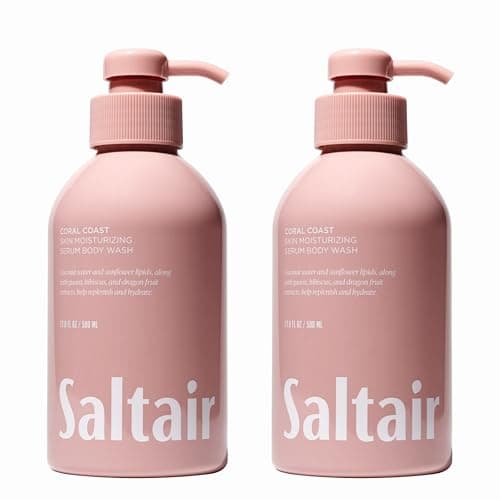 Saltair Body Wash 2-Pack – Moisturizing Body Wash with Niacinamide and Tropical Fruit Extracts – Scented Shower Gel for Women and Men – Coral Coast Scent, 2x 17oz – Vegan, Cruelty-Free, Paraben-Free - Image 1