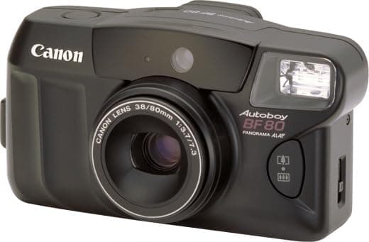 Canon Sure Shot 80 Tele SAF 35mm Film Camera w/ Canon 38-80mm Lens (Black) - Image 1