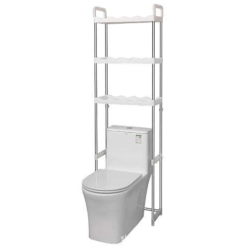 SIDIANBAN 3-Tier Over The Toilet Storage Shelf, Freestanding Bathroom Space Saver Organizer with 3 Hooks, Multipurpose Above Toilet Rack for Bathroom, Restroom, Laundry (3-Tier) thumbnail 3
