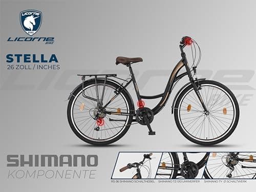 Licorne Bike Stella Premium City Bike in 20",24",26",28" Fahrrad für Mädchen, Jungen, Herren und Damen 21 Gang-Schaltung (6 Gang bei 20 Zoll) Hollandfahrrad Citybike thumbnail 5
