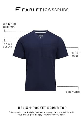 Fabletics Men's Helix 1-Pocket Scrub Top - MotionTech, Wrinkle-Resist, Chest Pocket, Anti-Shrink, Semi-Slim Fit thumbnail 6