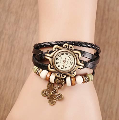 JewelryWe Women Quartz Bracelet Watch Fashion Weave Wrap Around Leather Wrist Watch Classic Bracelet Watch for Summer Beach thumbnail 2