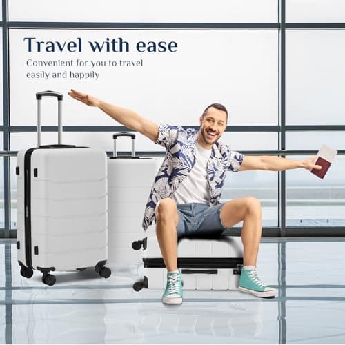 OLIXIS 3-Piece Luggage Set, Carry On Suitcases with Spinner Wheels, Expandable Travel Luggage with TSA Approved Lock & ABS Hard Shell, White, 20/24/28 Inch thumbnail 2