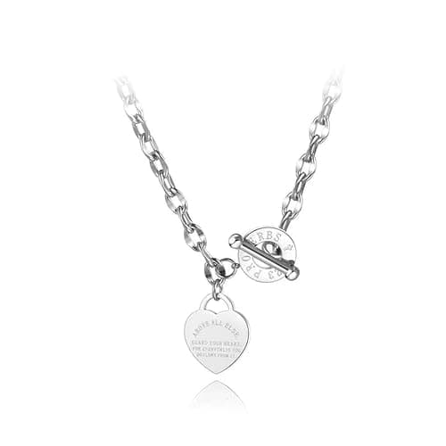 Gu Feng Edelstahl Herz Charm Anhänger Halsketten Schmuck Classic - Image 1