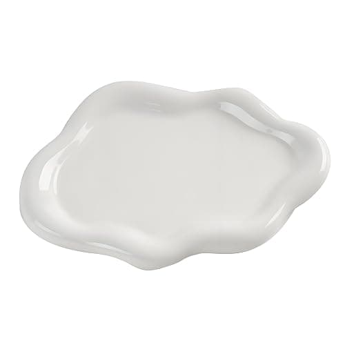 Ceramic Jewellery Dish Trinket Dish Jewelry Tray Cloud Shape Tray Perfume Tray Rings/Earrings/Bracelets/Watch/Keys Tray for Valentine's Day//Mother's Day/Birthday Gift (White) - Image 1