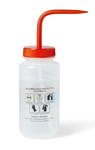 United Scientific™ UniSafe™ Wash Bottle for Acetone, 500mL - Labeled with Color Coded Chemical & Safety Information (4 Colors) - Wide Mouth, Self Venting, Low Density Polyethylene thumbnail 2