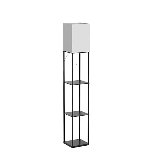 SUNMORY Floor Lamp with Shelves, Modern Square Standing Lamp with 3 Color Temperature Bulb, Corner Display Bookshelf Lamp for Living Room and Bedroom(Black) thumbnail 4