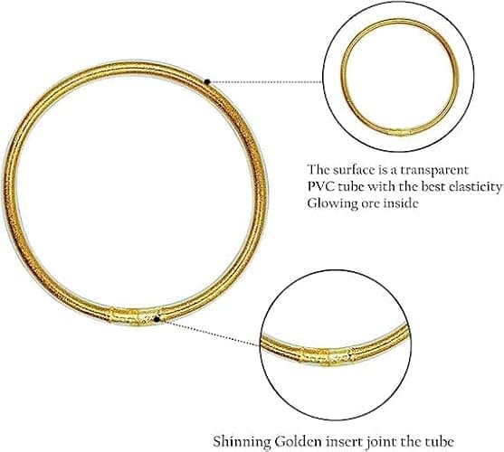 Glitter Jelly Bangle Bracelet Set - Gold Powder Lining Fashion Jewelry - Lightweight Cute Bracelets for Women thumbnail 3