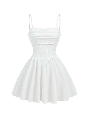 Floerns Girl's Floral Print Sleeveless Ruched Ruffle Hem A Line Cami Short Dress - 10 Years - White Cream - Image 1
