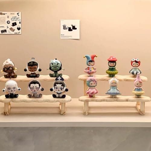OULIGET Double Deck Wooden Display Riser Stand, Minifigures Doll Model Organizer Stand,Small Plant Perfume Jewelry Storage Rack for Desktop Window Sill Bar thumbnail 6